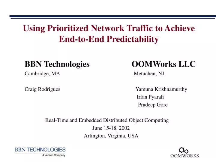 using prioritized network traffic to achieve end to end predictability