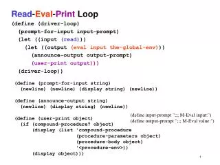 Read - Eval - Print Loop