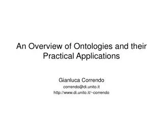 An Overview of Ontologies and their Practical Applications