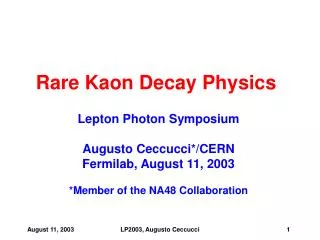 Rare Kaon Decay Physics