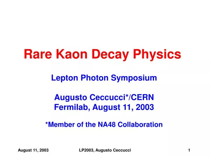 rare kaon decay physics