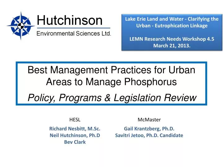 best management practices for urban areas to manage phosphorus policy programs legislation review