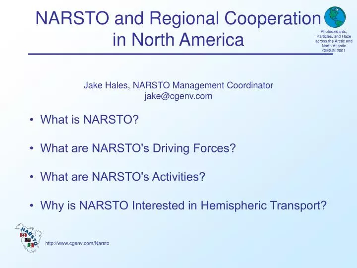 narsto and regional cooperation in north america