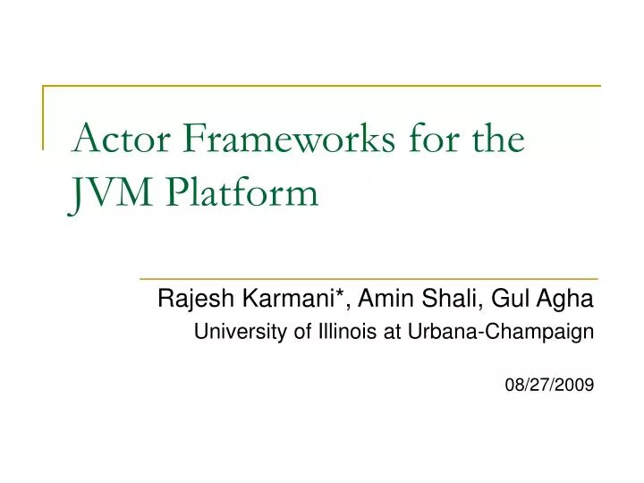 actor frameworks for the jvm platform