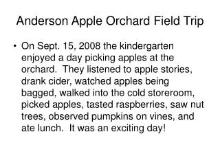 Anderson Apple Orchard Field Trip
