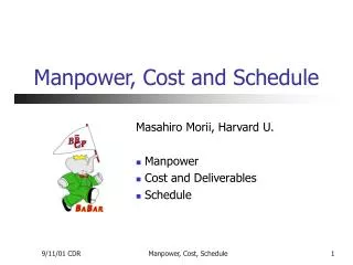 Manpower, Cost and Schedule