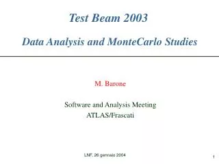 Test Beam 2003 Data Analysis and MonteCarlo Studies