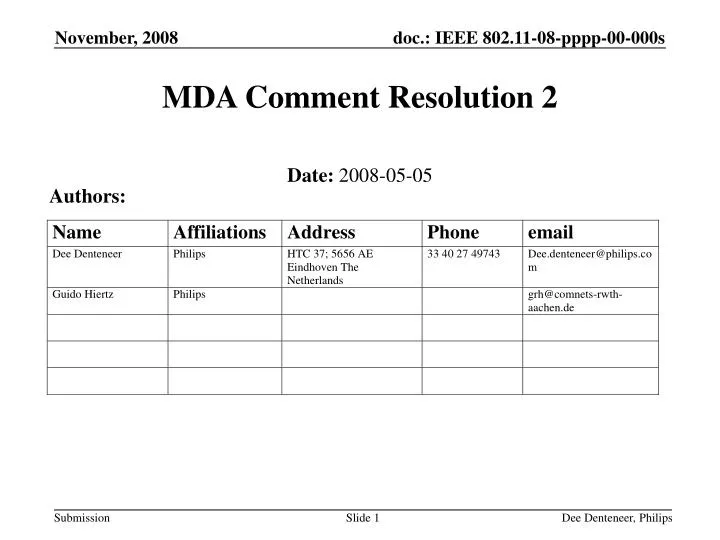 mda comment resolution 2
