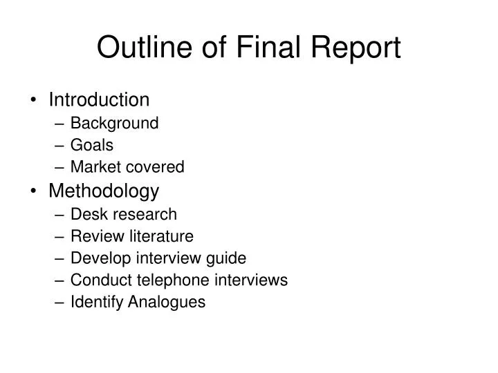outline of final report
