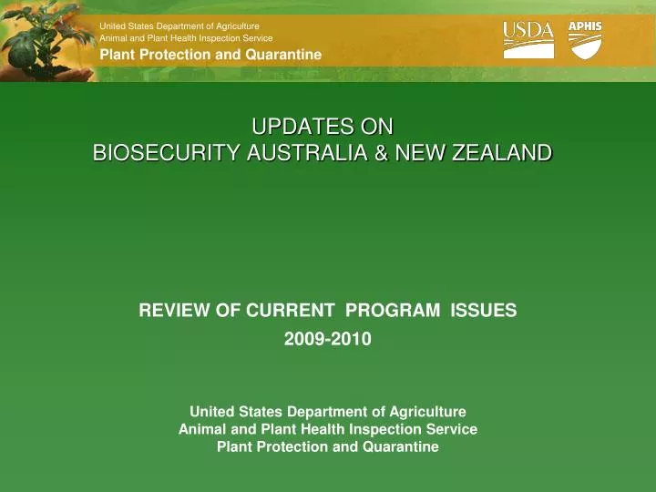 updates on biosecurity australia new zealand