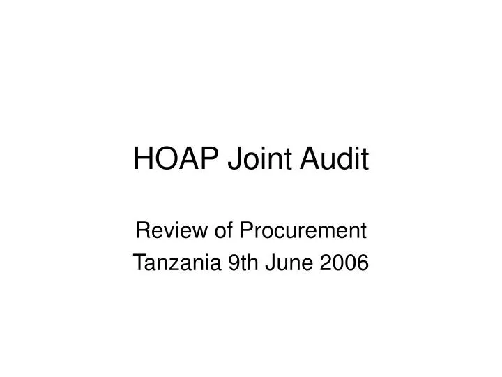 hoap joint audit