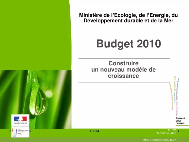 minist re de l ecologie de l energie du d veloppement durable et de la mer budget 2010