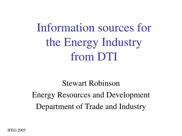 information sources for the energy industry from dti