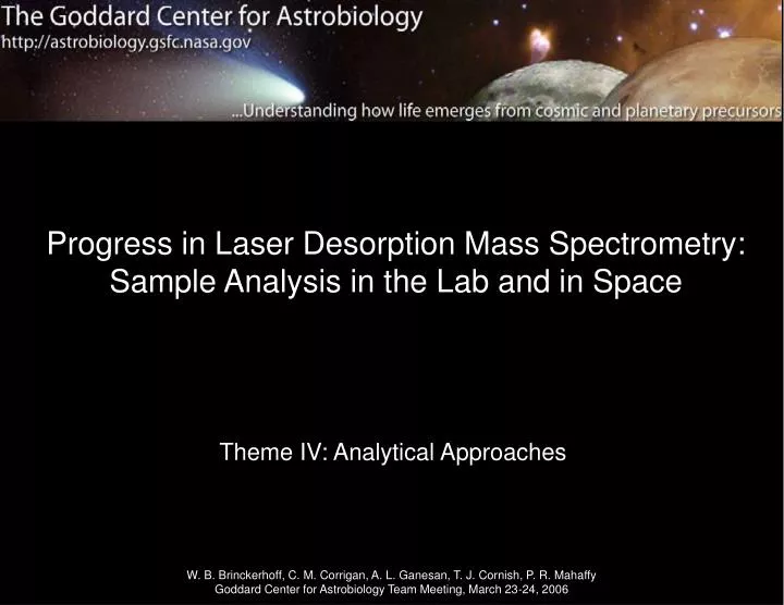 progress in laser desorption mass spectrometry sample analysis in the lab and in space