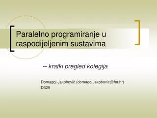 paralelno programiranje u raspodijeljenim sustavima