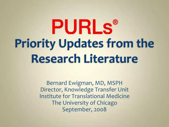 priority updates from the research literature