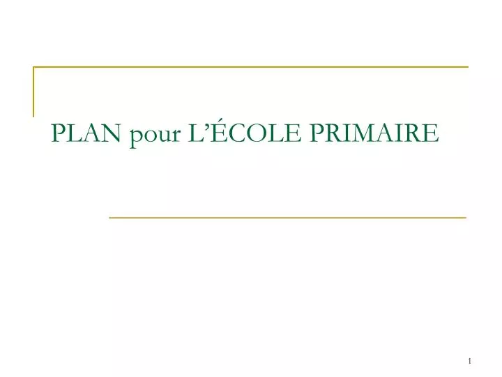 plan pour l cole primaire