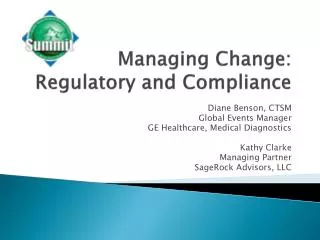 Managing Change: Regulatory and Compliance