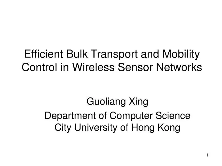 efficient bulk transport and mobility control in wireless sensor networks