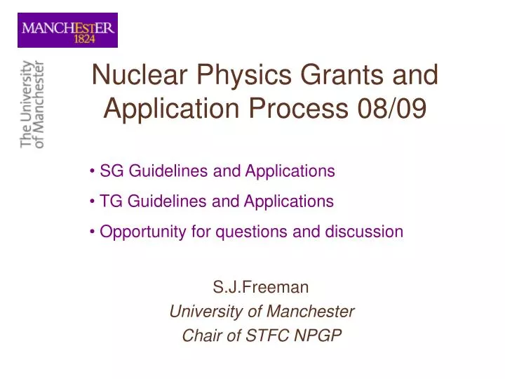 nuclear physics grants and application process 08 09