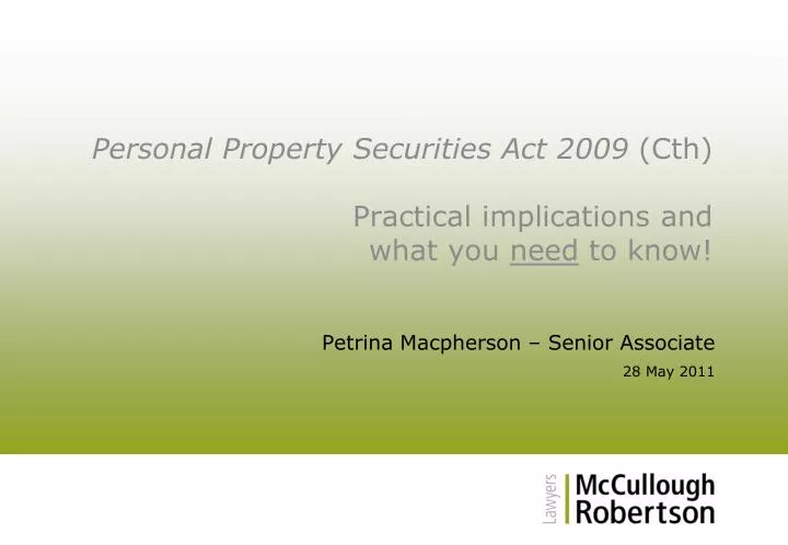 personal property securities act 2009 cth practical implications and what you need to know