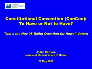 Constitutional Convention (ConCon): To Have or Not to Have?