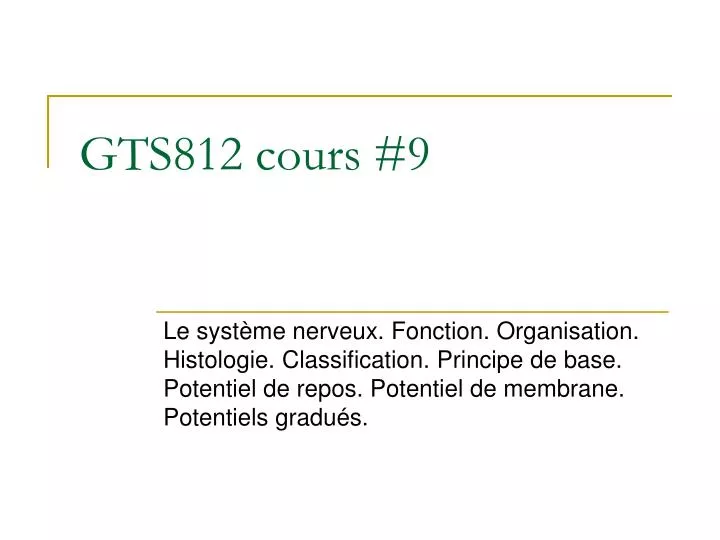 gts812 cours 9