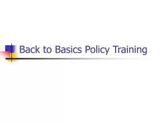 Back to Basics Policy Training