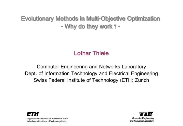 evolutionary methods in multi objective optimization why do they work