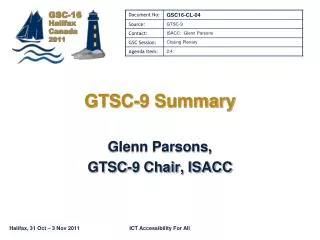 GTSC-9 Summary