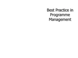 Best Practice in Programme Management