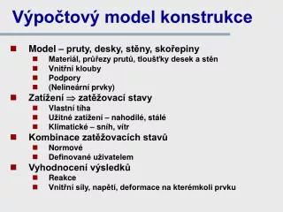 v po tov model konstrukce