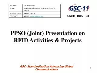 PPSO (Joint) Presentation on RFID Activities &amp; Projects