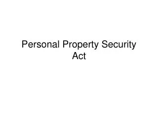 Personal Property Security Act