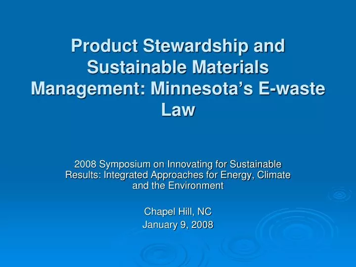 product stewardship and sustainable materials management minnesota s e waste law