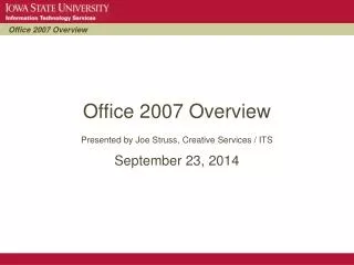 Office 2007 Overview