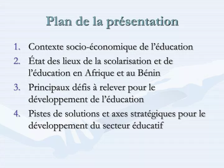 plan de la pr sentation