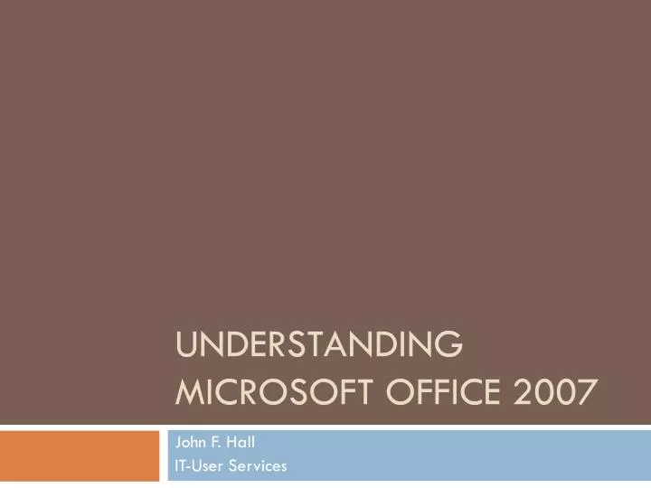 understanding microsoft office 2007