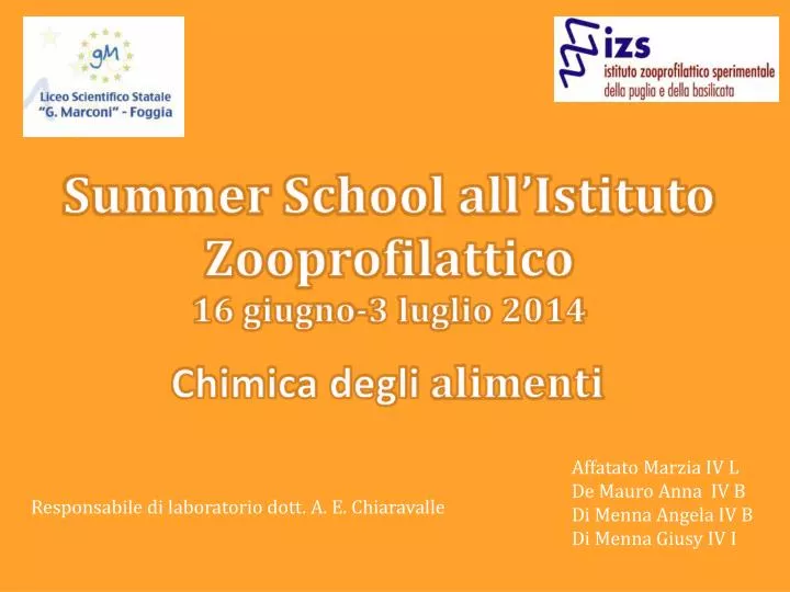 summer school all istituto zooprofilattico 16 giugno 3 luglio 2014
