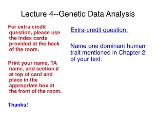 Lecture 4--Genetic Data Analysis