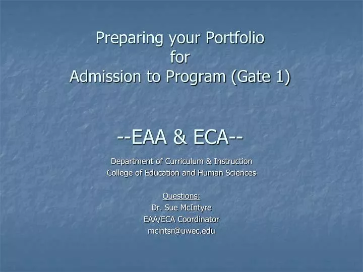 preparing your portfolio for admission to program gate 1 eaa eca