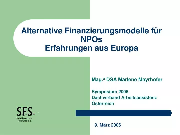 alternative finanzierungsmodelle f r npos erfahrungen aus europa