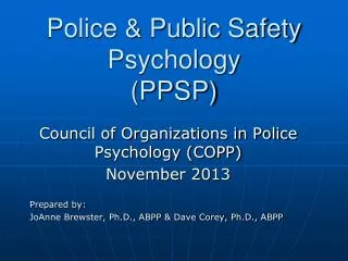 Police &amp; Public Safety Psychology (PPSP)