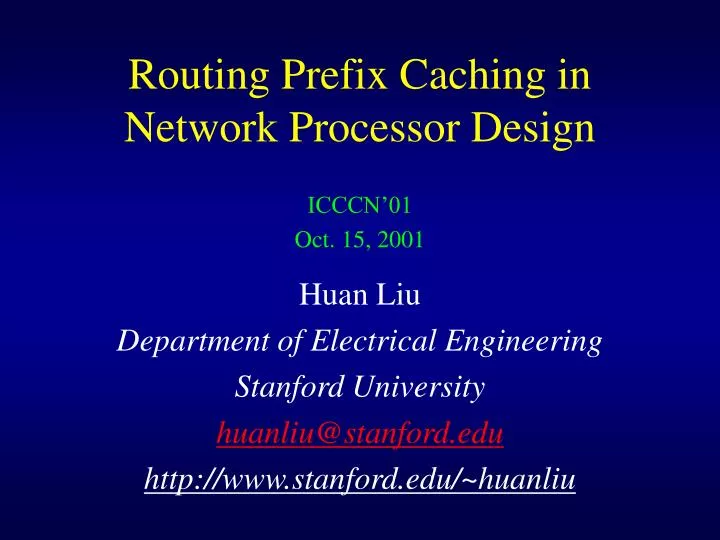routing prefix caching in network processor design
