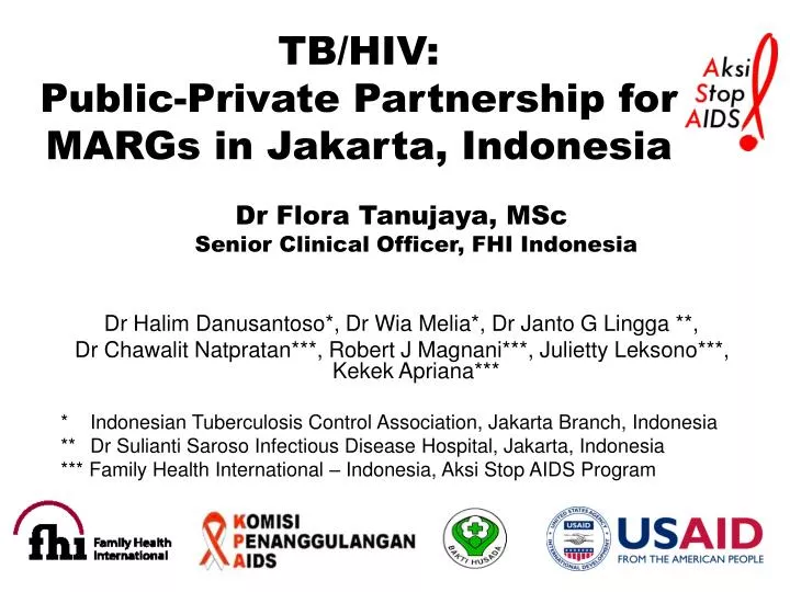 tb hiv public private partnership for margs in jakarta indonesia
