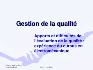 gestion de la qualit