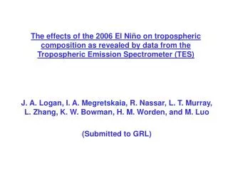 Effects of the 1997 El Nino (Chandra et al., GRL, 1998)