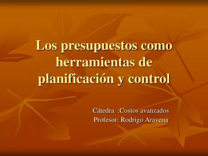 los presupuestos como herramientas de planificaci n y control