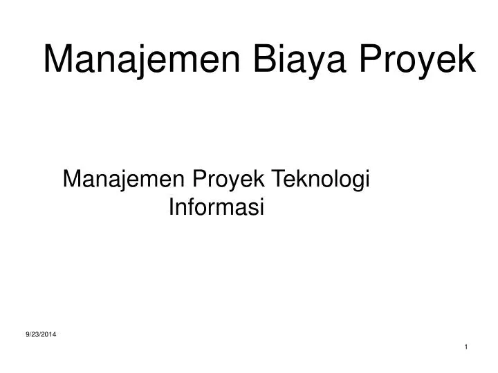 manajemen biaya proyek