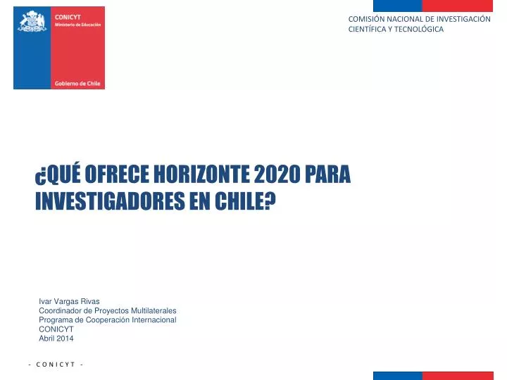 qu ofrece horizonte 2020 para investigadores en chile